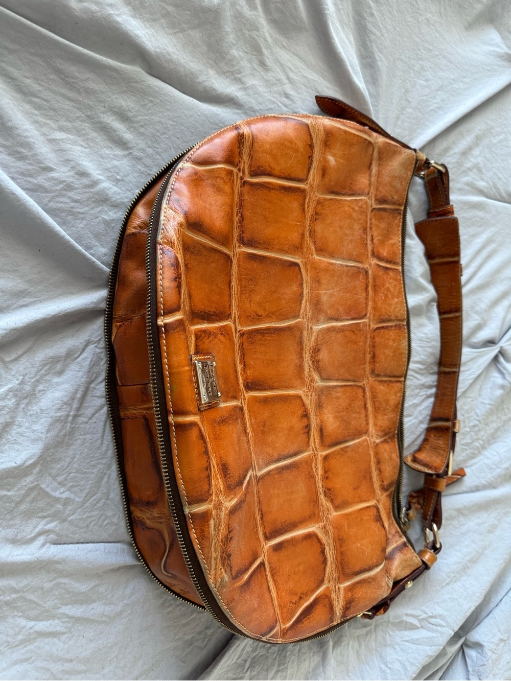 Vintage Dooney and Burke Croc-Embossed Leather Shoulder Bag - Picture 5 of 5